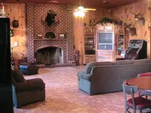 The Living Area - complete with hunting trophies taken on Gum Log