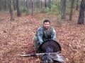 Lucky Hunter shows off his turkey