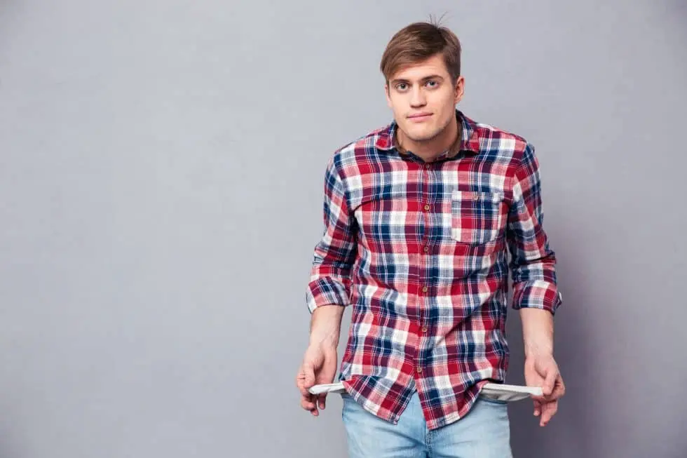 man with empty pockets