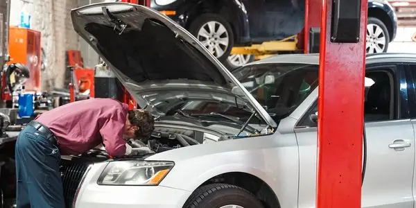 An Audi being serviced by a professional technician at The Import Mechanics in Denver, CO.