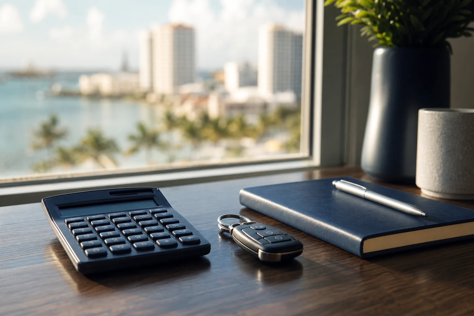 A desk with a laptop showing an insurance comparison for a St. Petersburg FR-44 quote