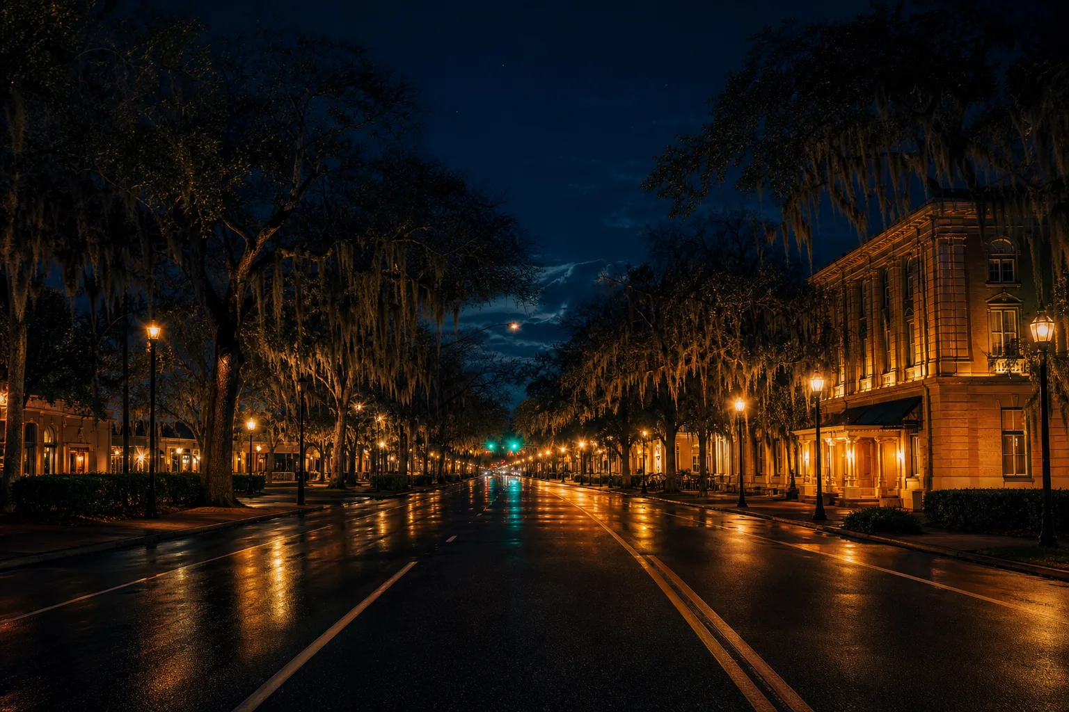 A quiet Ocala road at night representing higher insurance after a DUI
