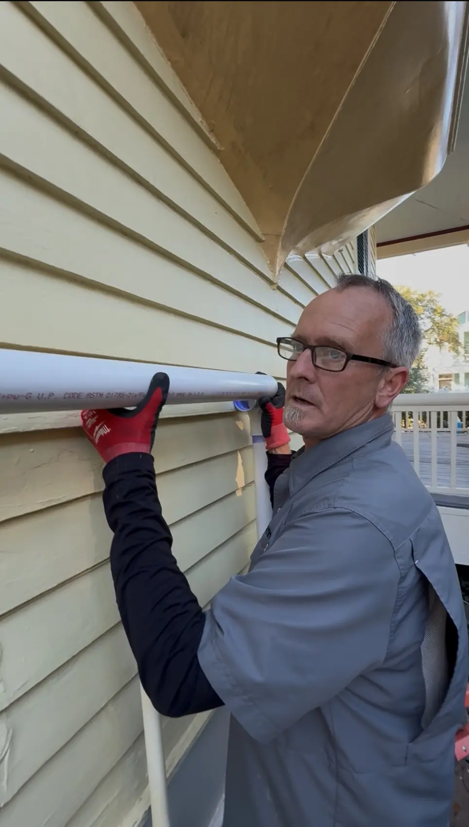 Plumber installing PVC pipe for Texas City TX home