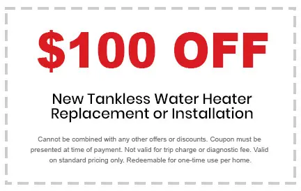 tankless water heater replacement or installation discount