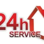 Image of 24h SERVICE text with house icon, promoting B&L Plumbing's emergency plumbing services in Colorado Springs.