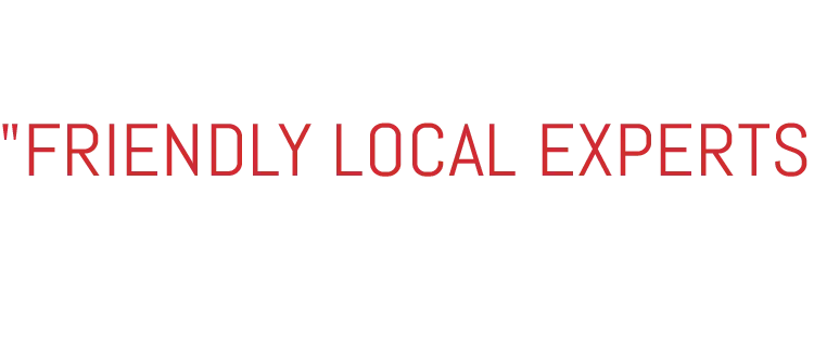 "Friendly local experts at your service" text banner emphasizing customer support and expertise in plumbing services.