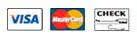 Visa, MasterCard, and check payment options displayed for plumbing services.