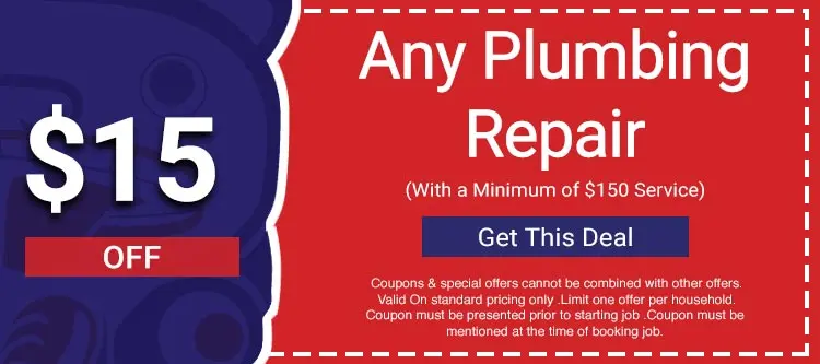$15 off any plumbing repair with minimum $150 service, promotional offer for Lambert Plumbing & Heating, Ltd. in North Vancouver.