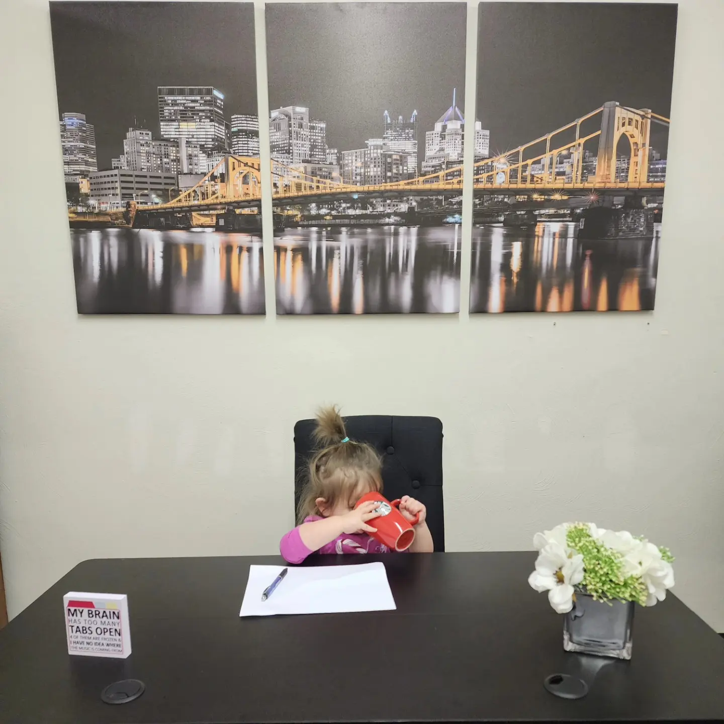 Toddler at desk