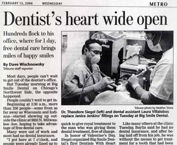 Dentists heart wide open says Chicago Tribune