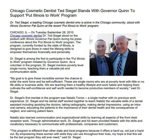 Dr. Ted Siegel stood with Illinois Governor