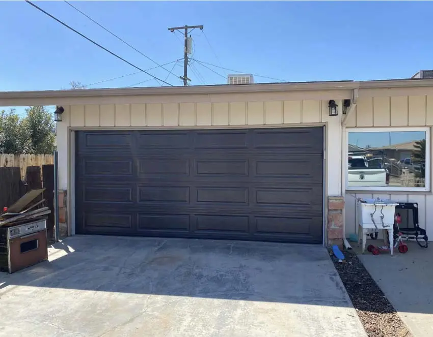 Newly installed garage door showcasing professional Visalia garage door repair quality.