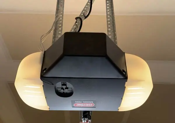 close up image of a newly installed garage door opener 