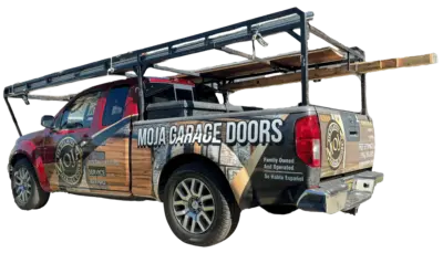 MOJA garage door repair truck in Sacramento service vehicle on site