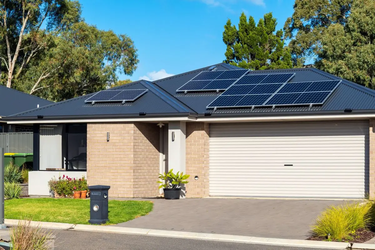 Typical new residential property with solar panels
