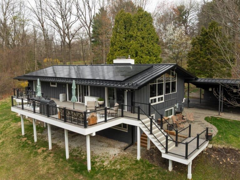A small house with new solar panels