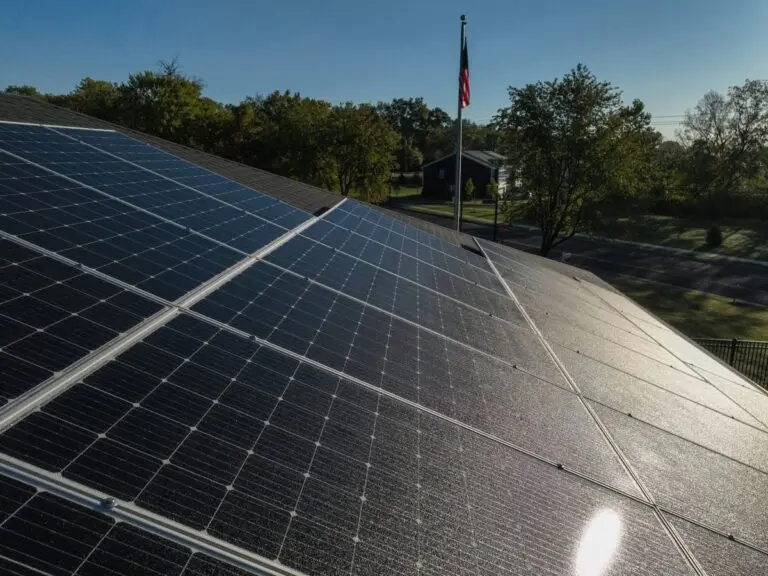 Close-up of solar panels on a roof