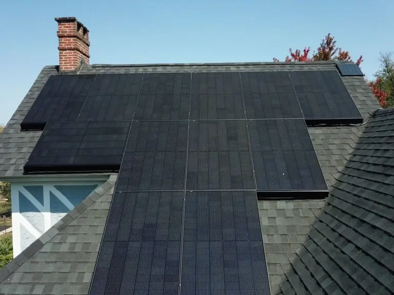 Close-up of solar panels on a residential home