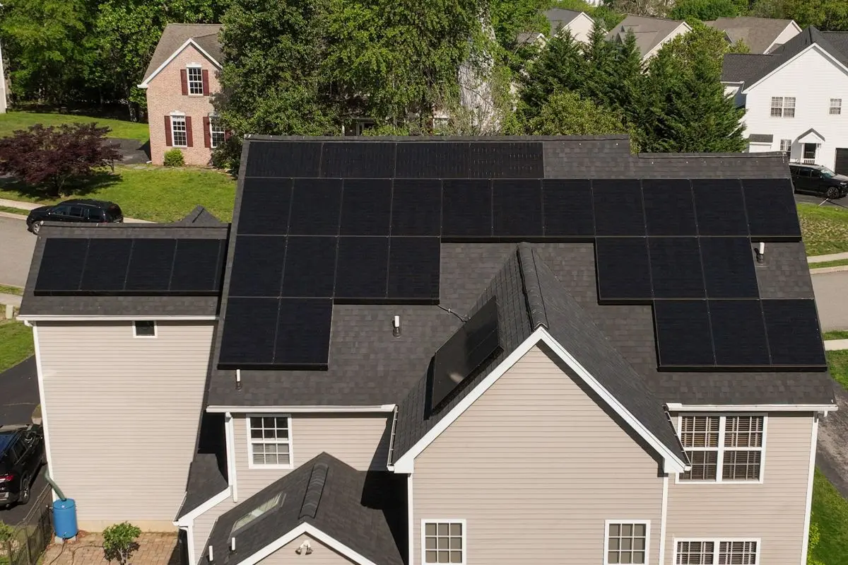 Newly installed solar on a roof