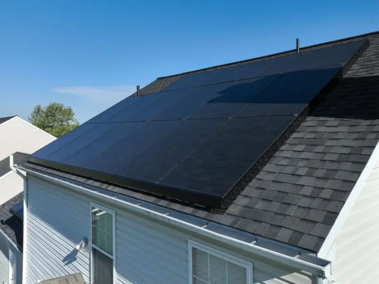 Close-up of a solar panel on a roof