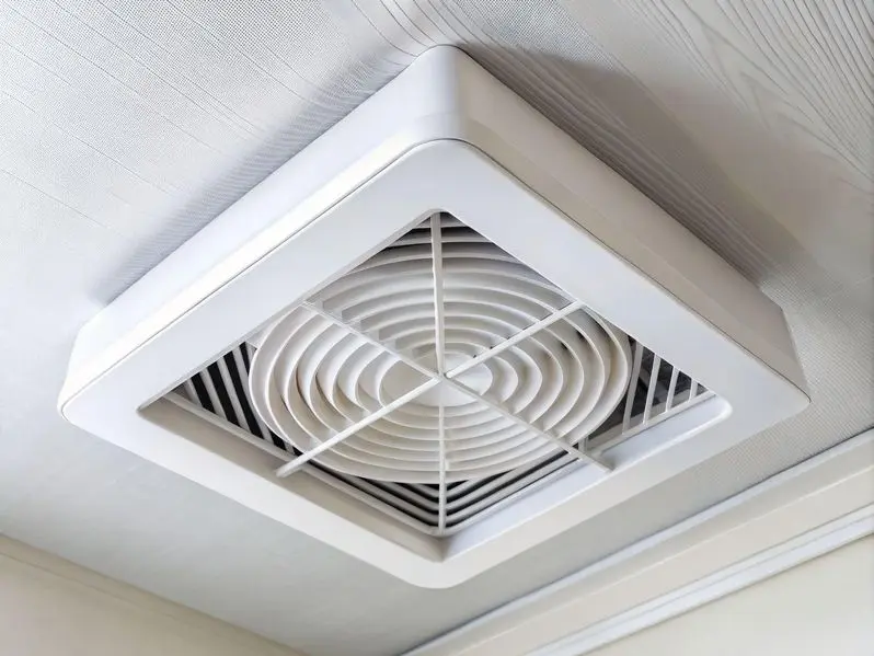White electric bathroom exhaust fan
