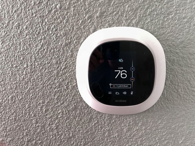 Ecobee smart thermostat on wall