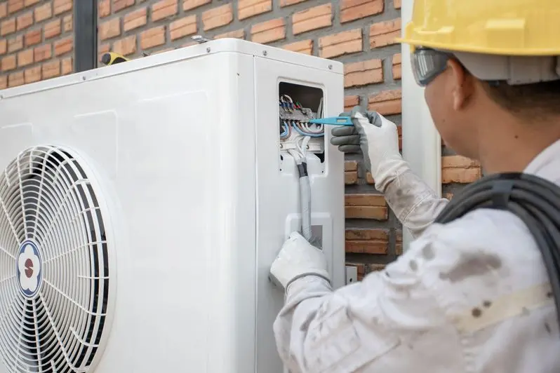 Air source heat pump being repaired
