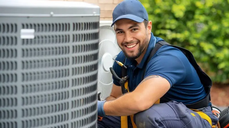 Professional HVAC technician at work