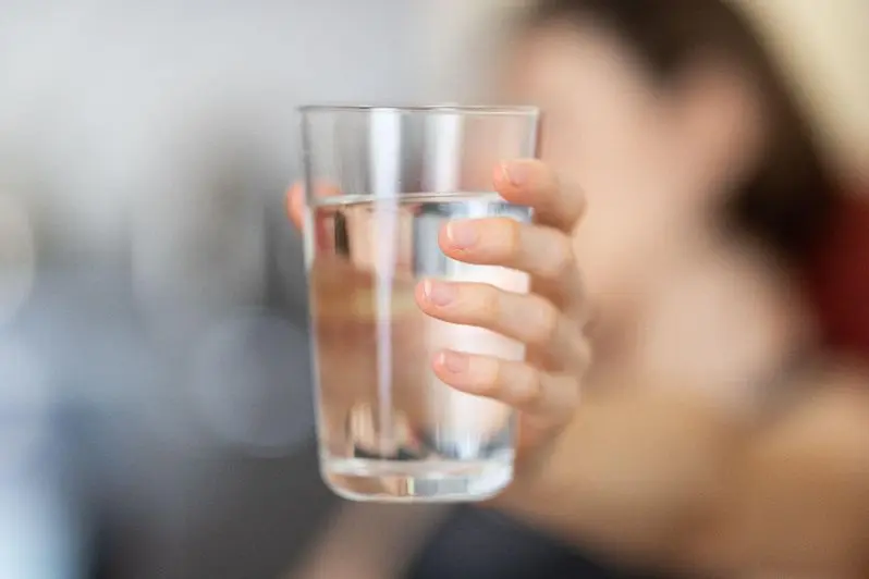 a glass of fresh water