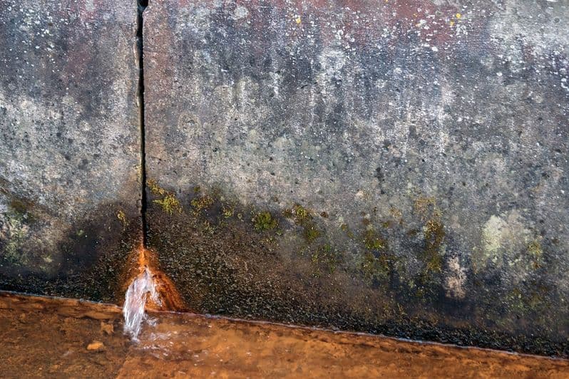 A slab is water leaking