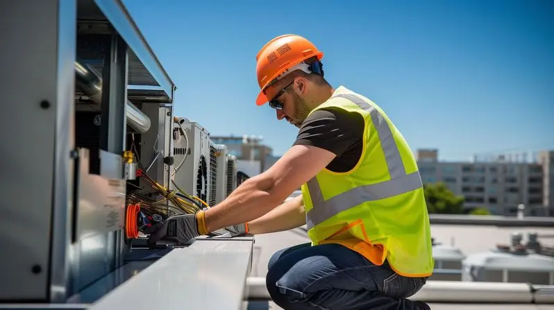 Preventative maintenance on a commerical hvac unit