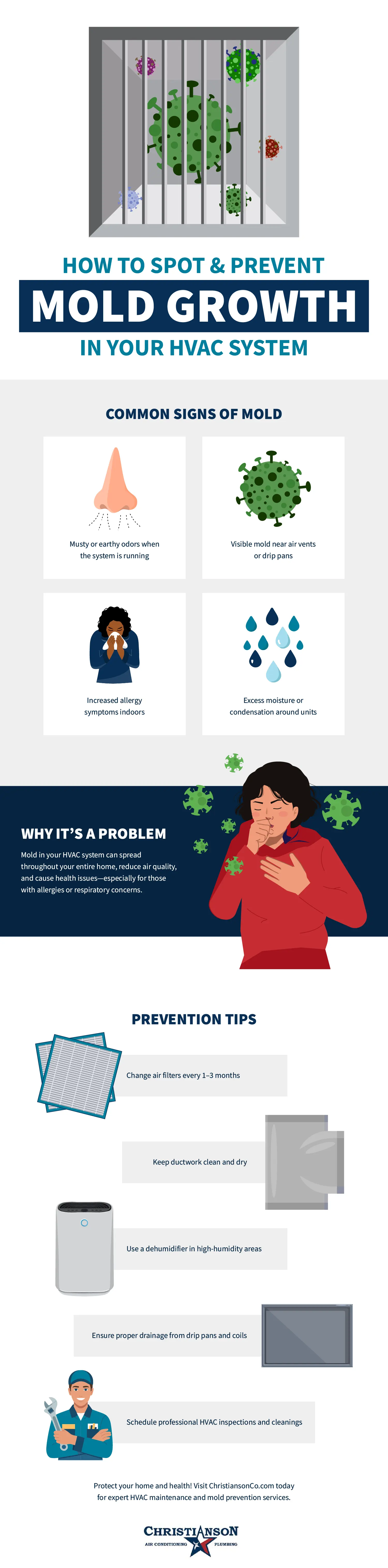 How to Spot & Prevent Mold Growth in Your HVAC System Infographic