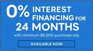 0% interest financing for 24 months with minimum $5,000 purchase requirement, promoting affordable home services by System Wide Services.