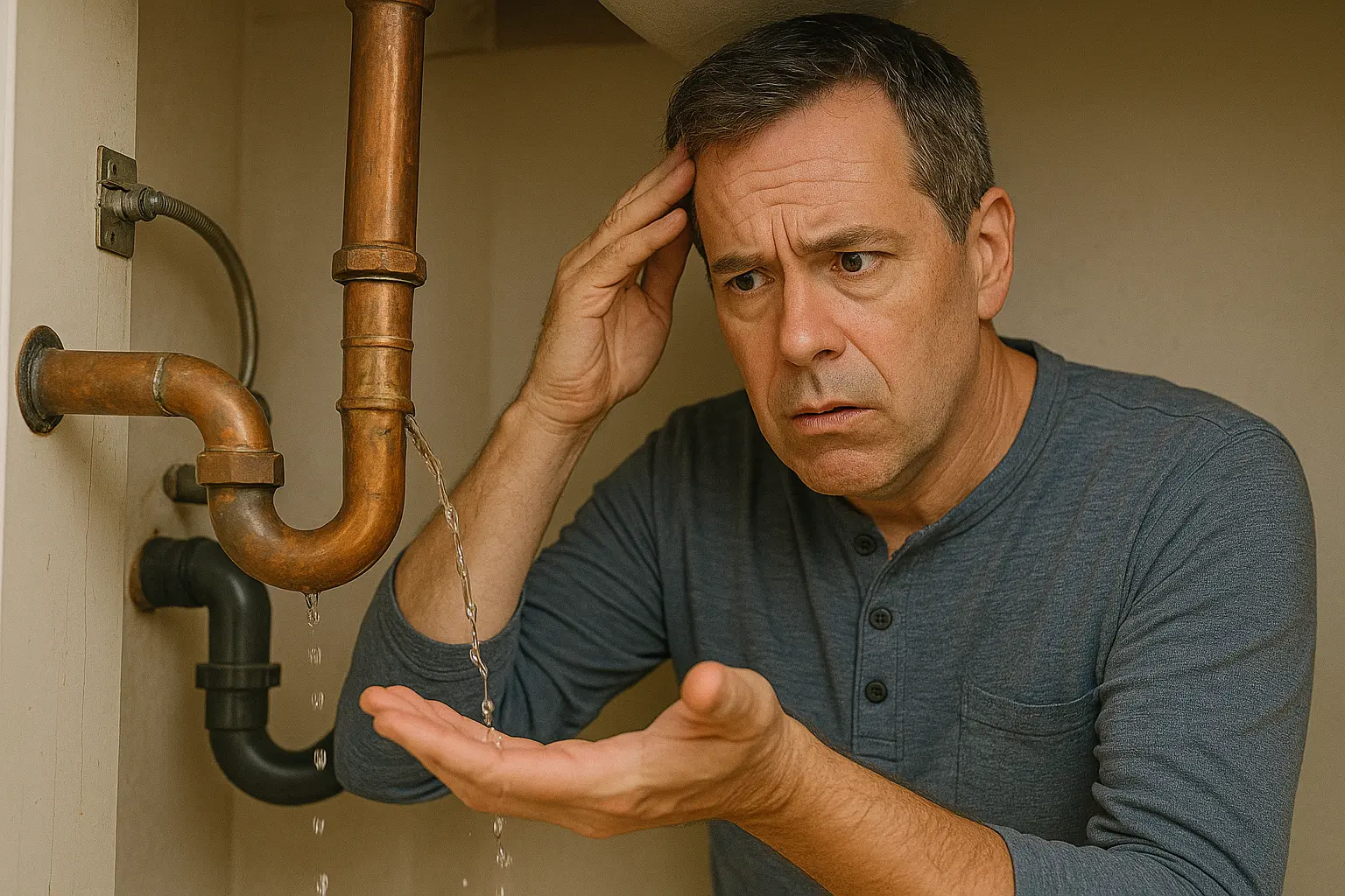 Southbury man looking at broken pipe