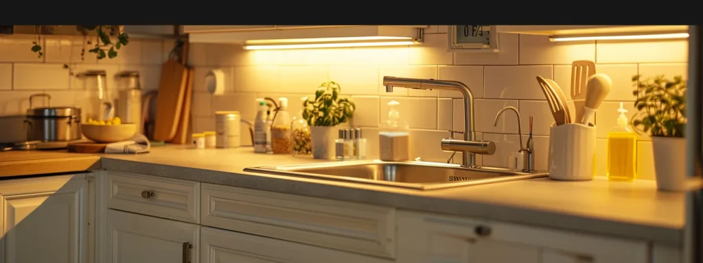 clean modern kitchen with garbage disposal and maintenance tools