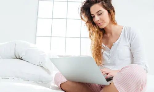 woman on a computer