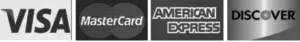 We accept all major credit cards including VISA, Master Card, American Express, Discover, Pay Pal, Apple Pay