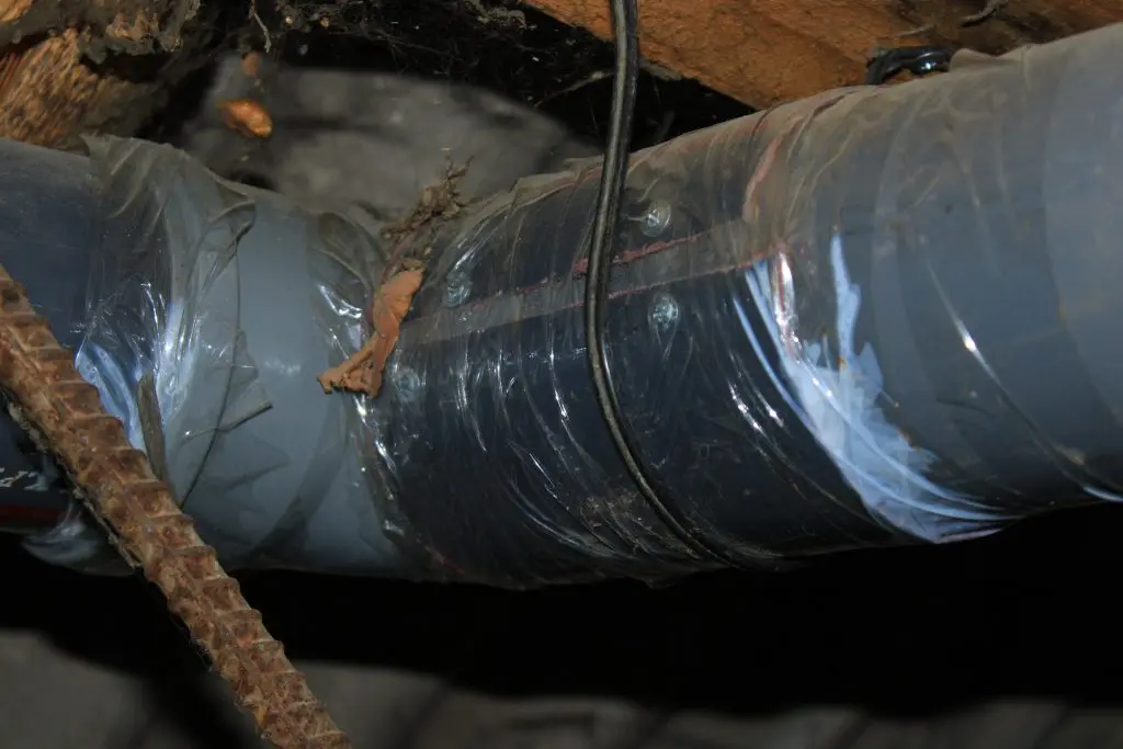 ac not cooling tape around ductwork Improperly sealed ventilation pipe with visible condensation issues