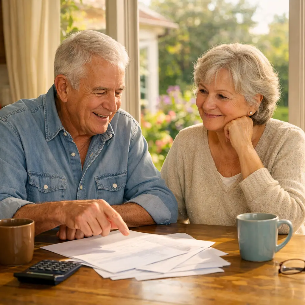 Cost of aging in place planned by an older couple at their Bay Area kitchen table