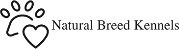 Natural Breed Kennels Logo featuring a paw print and a heart