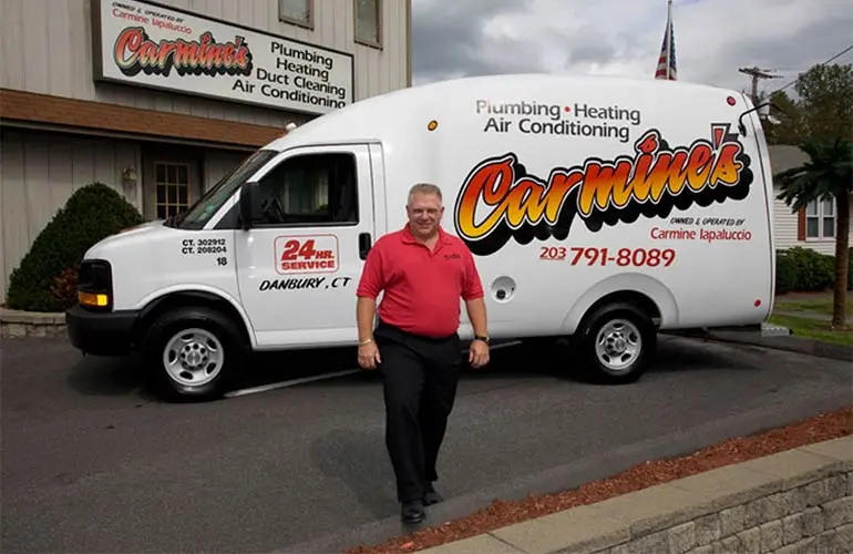 Carmine’s Plumbing, Heating & Air Conditioning Owner and Truck