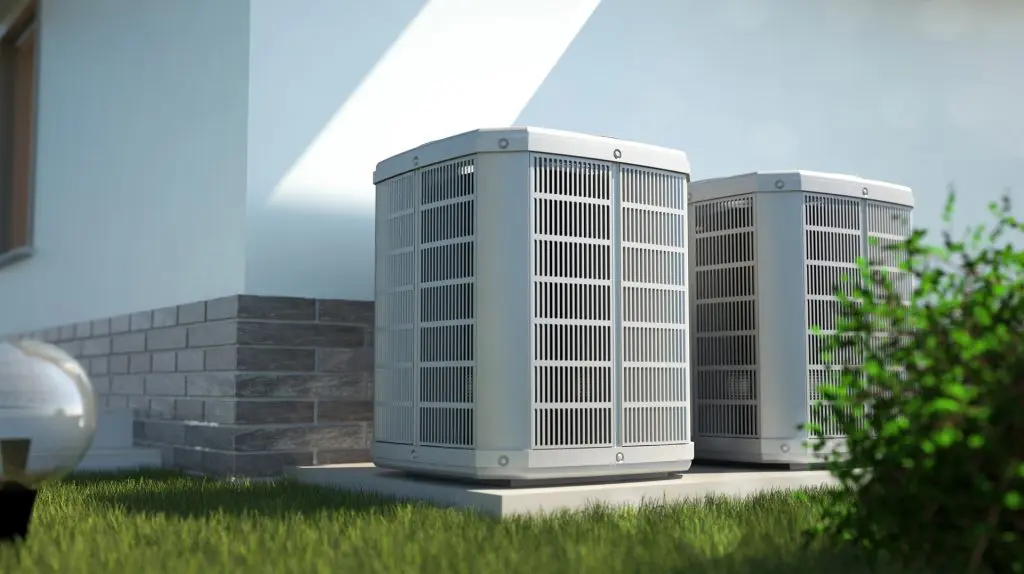 Heat pump units outdoors