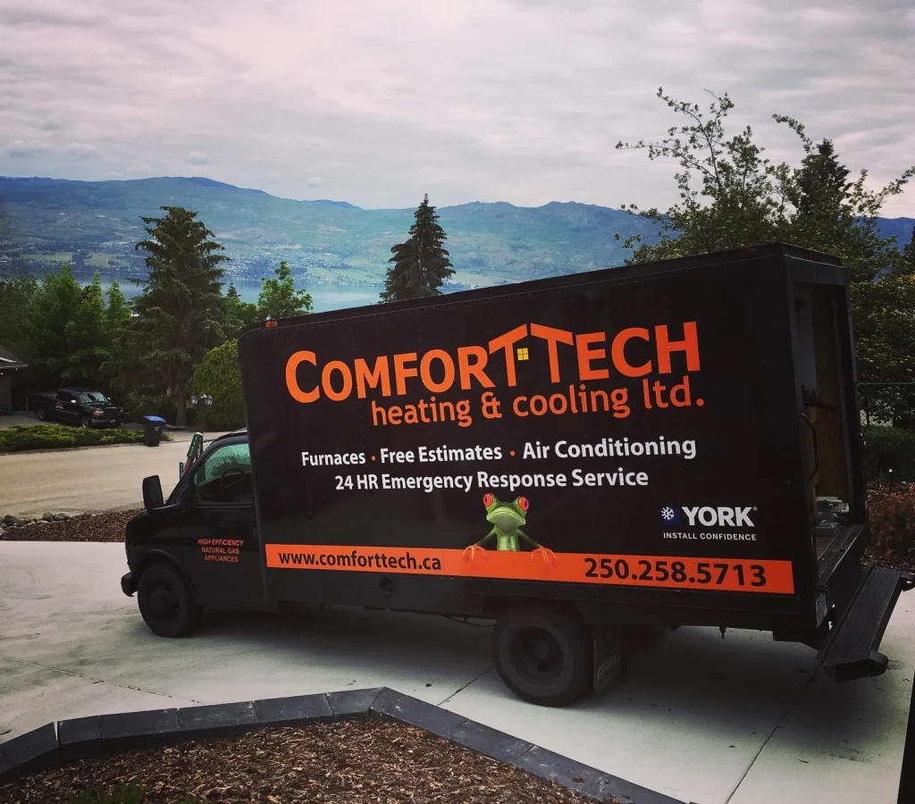 Comfort Tech truck parked in front of a beautiful landscape