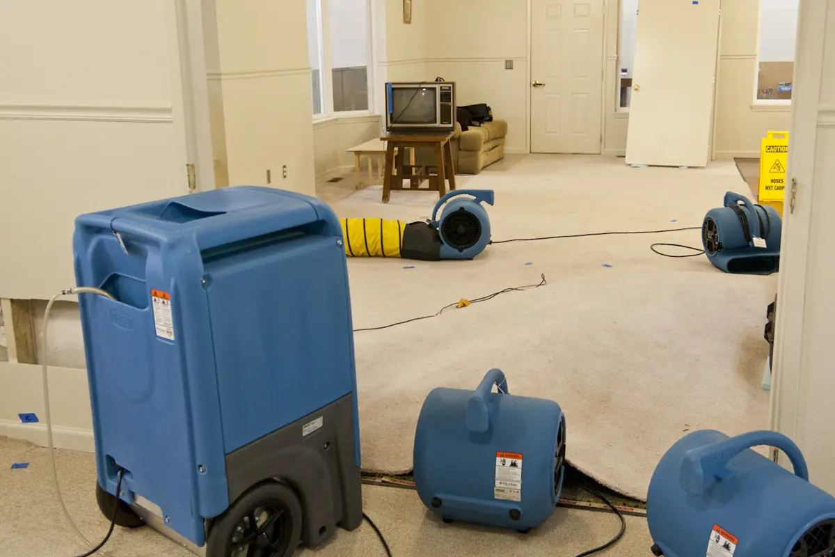 a room with a television and equipment