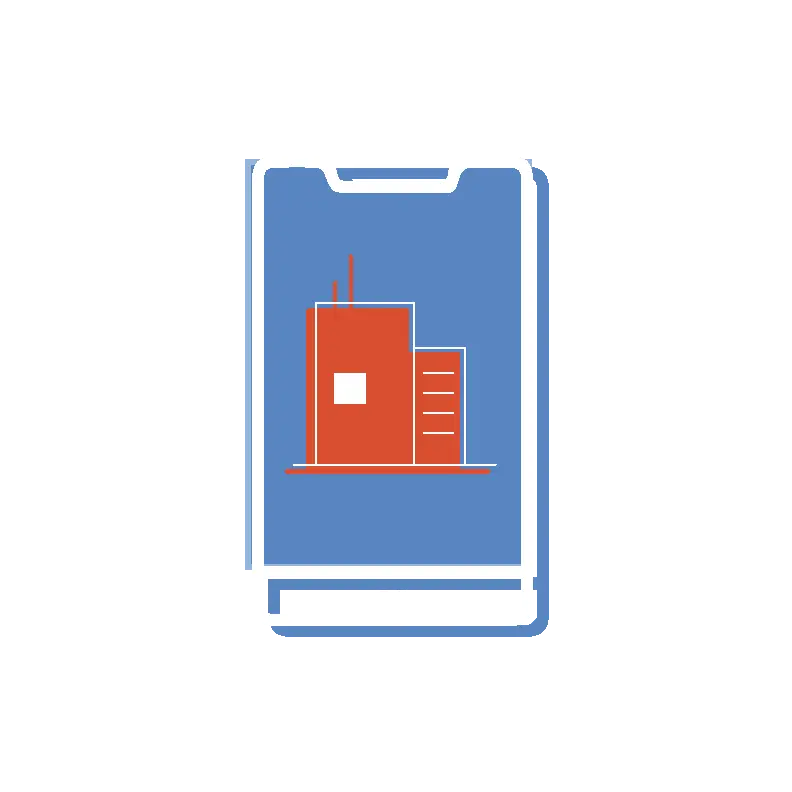 Icon of a smartphone displaying a building
