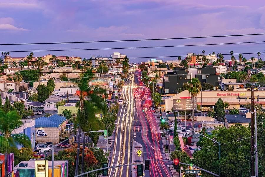 Time-lapse photo of North Park, San Diego at sunset