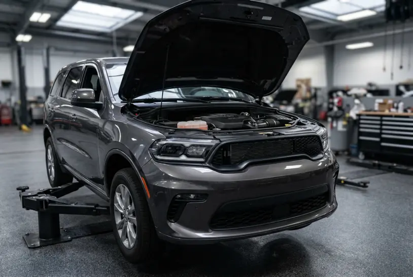 Rendered image of a Dodge Durango with cooling system trouble