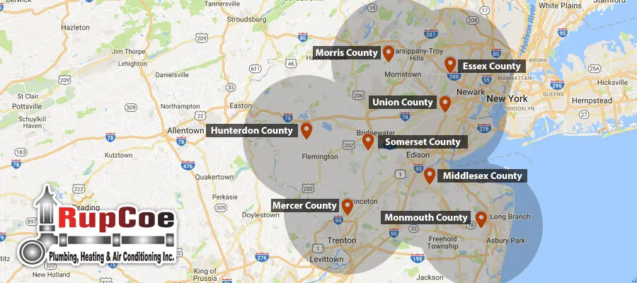 RupCoe Plumbing, Heating & Air Conditioning - service area