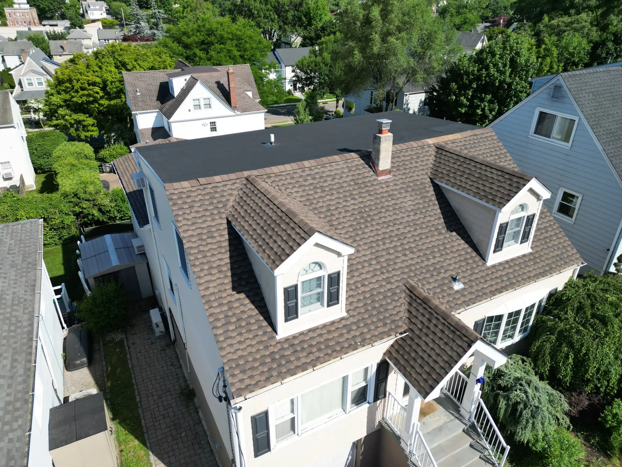 aerial view of shingles house