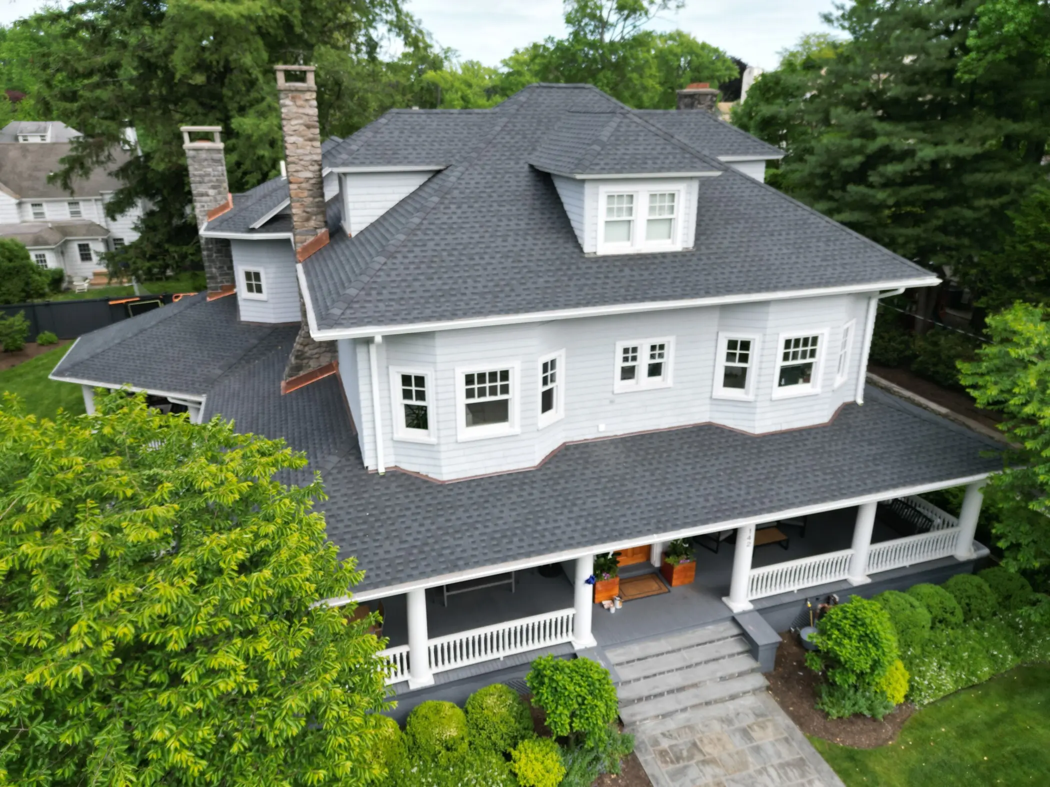 grey shingles roof